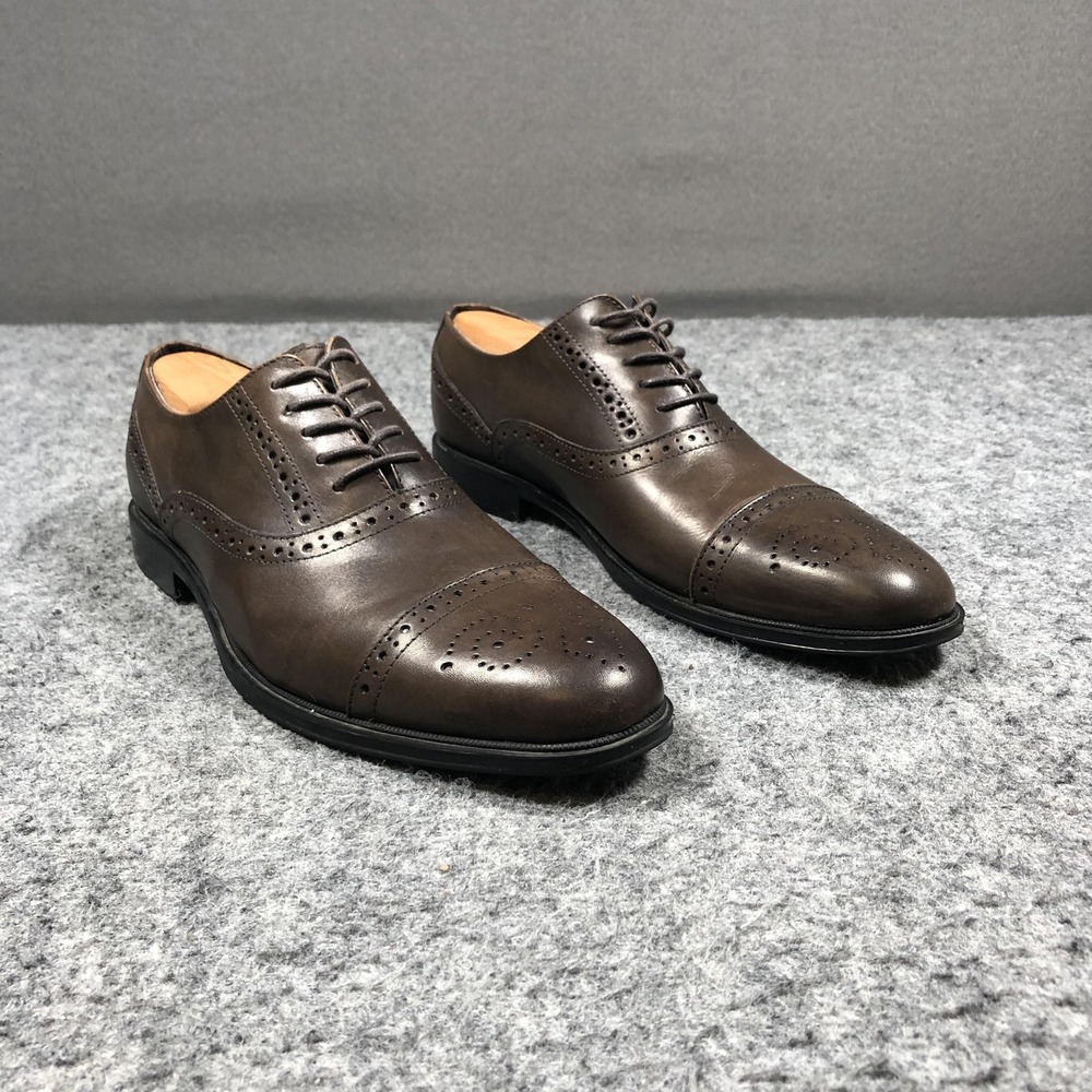 Kenneth Cole Reaction Shoes Mens Size 10.5 Brown Leather Cap Toe Oxford Dress